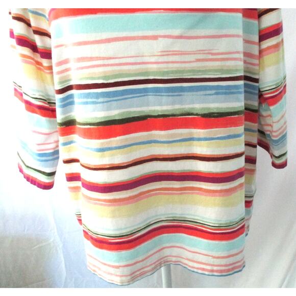 Christopher & Banks Women's Petite Multi Color Striped 3/4 Sleeve Shirt Size PXL - Picture 3 of 11